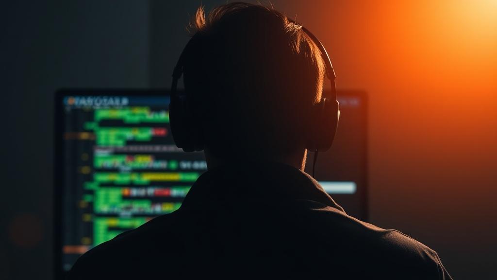 A photo of a web developer from behind. A photo of a web developer from behind.фото